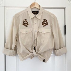 Howler Brothers Snapshirt in Tan with Snakes